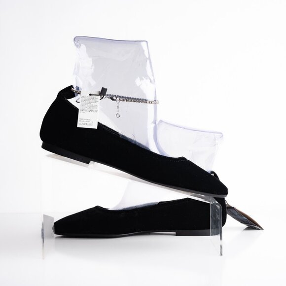 Massimo Dutti Womens Ballet flats Velvet Rhinestone Strap Black US 6.5 EU 37 New - Picture 3 of 8